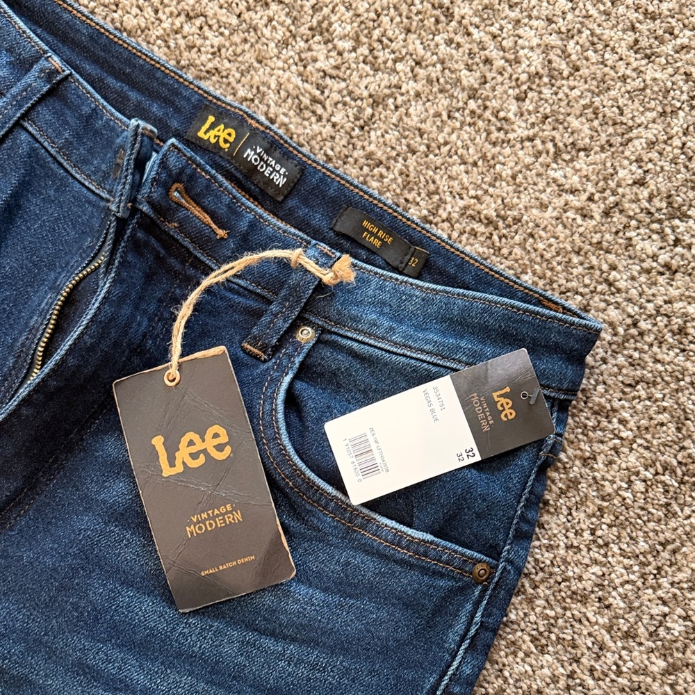 Lee Dark Blue Flare Jeans - Picture 3 of 3